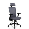 Silla de oficina profesional CAPTIVO gris con reposacabezas y reposabrazos negros de hjh OFFICE