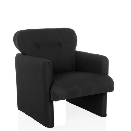 Sillón de diseño CARIPITO negro con tapicería de tela y dos botones en el respaldo de hjh LIVING