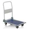 carretilla de transporte CARRY azul y blanca con asa plegable y cuatro ruedas giratorias de hjh OFFICE