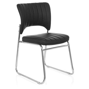 Silla de confidente negra CASPI V con tapizado acolchado y estructura de patín cromada de hjh OFFICE