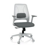 Silla Home Office PARFERIO W gris con respaldo de malla y base de cinco ruedas de hjh OFFICE – vista de 360° (vista frontal 20°)