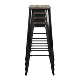 Taburetes de bar apilables VANTAGGIO HIGH WS en negro con asientos de madera de hjh OFFICE