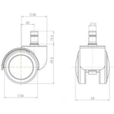 Dibujo técnico de las ruedas para sillas 5x ROLO 11mm/50mm con un diámetro de rueda de 50 mm de hjh OFFICE
