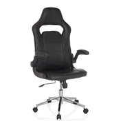 Schwarzer Gamingstuhl GAME SPORT PRO mit Kunstlederbezug und verchromtem Fußkreuz von MyBuero