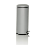 Papelera CLEAN VIII gris con tapa y pedal de hjh OFFICE – vista de 360° (vista frontal en diagonal 45°)