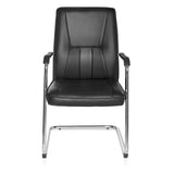 Silla viga voladiza TILA negra con reposabrazos y estructura cromada de hjh OFFICE – vista de 360° (vista frontal 0°)