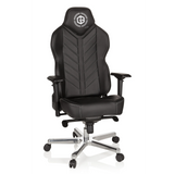 Silla gaming GAMEBREAKER COLOSSUS negra con reposabrazos y base brillante de cinco ruedas de hjh OFFICE – vista de 360° (vista frontal 20°)