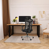 Silla de oficina profesional KAMIAK negra con respaldo de malla y reposacabezas de hjh OFFICE