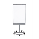 Pizarra blanca plateada MULTIBOARD sobre un soporte móvil con ruedas de hjh OFFICE – vista de 360° (vista frontal 0°)