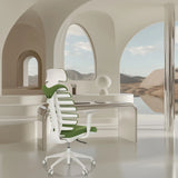 Silla de oficina profesional ERGO LINE W en color Mystic Forest con estructura blanca de hjh OFFICE