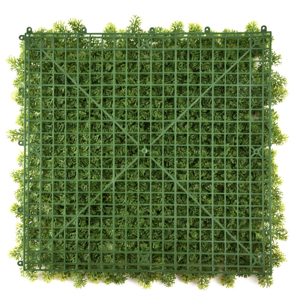 Estera vegetal verde LEAFLUXE 3 con rejilla cuadrada de plástico y vegetación artificial de hjh LIVING
