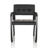 Silla de confidente negra ZANTA B PU con tapicería acolchada y reposabrazos de hjh OFFICE – vista de 360° (vista frontal 0°)