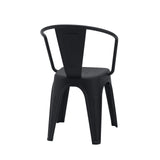Vista posterior de la silla de comedor negra Vantaggio Poly con respaldo curvado de hjh OFFICE