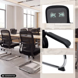 Silla de viga voladiza Ergomy Meet negra con respaldo de malla, reposabrazos y estructura de cromo de hjh OFFICE (imagen generada por IA)