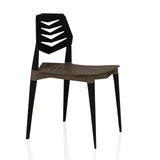 Silla de exterior Flecharo en color marrón negro con respaldo perforado de hjh LIVING – vista de 360° (vista frontal en diagonal 60°)