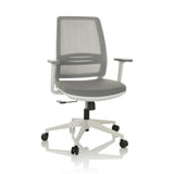 Silla Home Office PROFONDO ECO W gris con respaldo de malla y base de cinco ruedas de hjh OFFICE – vista de 360° (vista frontal 15°)