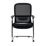 Silla de viga voladiza Ergomy Meet negra con respaldo de malla, reposabrazos y estructura cromada de hjh OFFICE – vista de 360° (vista frontal 0°)