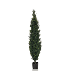 Planta artificial verde CEDRUS de forma esbelta con maceta negra de hjh OFFICE