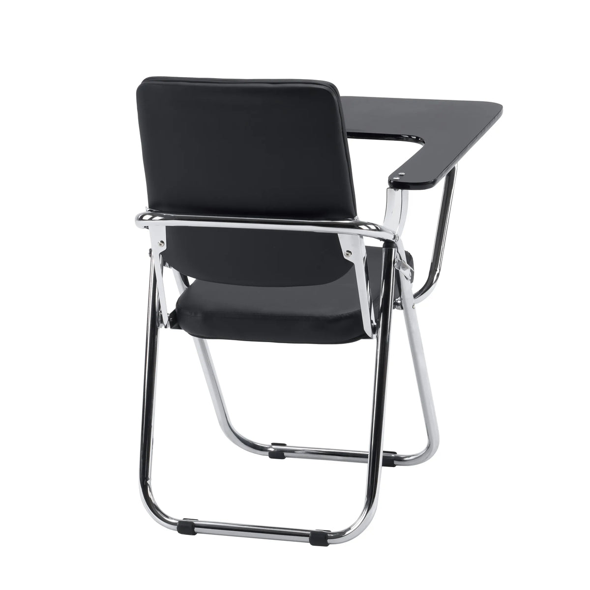 Silla plegable Esto T negra con tableta integrada y estructura cromada de hjh OFFICE