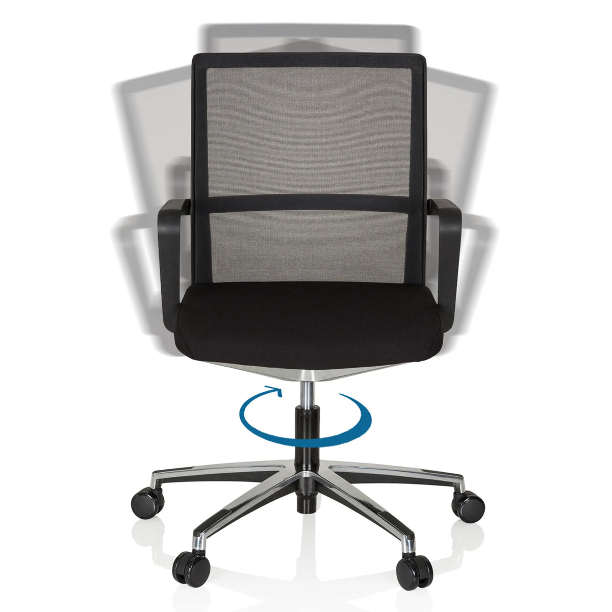 Función giratoria de 360 grados de la Silla de oficina profesional MOVE-TEC NET 3D en negro de hjh OFFICE