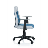 Silla giratoria para niños KIDDY EXTRA en color gris azulado con reposabrazos y base de cinco ruedas de hjh OFFICE – vista de 360° (vista lateral 80°)