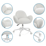 Silla giratoria para niños KID TEDDY I blanca con funda de tejido teddy, pistón de gas y base con ruedas de hjh OFFICE