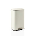 Papelera Clean 1 beige con pedal plateado y tapa cerrada de hjh OFFICE