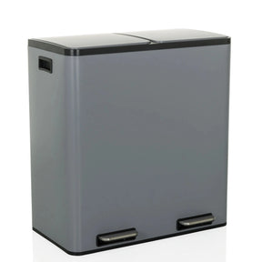 Papelera gris Clean 13 con dos pedales y dos cubos separados de hjh OFFICE