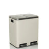 Papelera Clean 9 beige con dos compartimentos separados y asas plateadas de hjh OFFICE