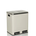 Papelera Clean 9 beige con dos compartimentos separados y asas plateadas de hjh OFFICE