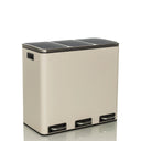 Papelera Clean 9 beige con tres compartimentos y pedales plateados de hjh OFFICE