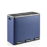 Papelera Clean 9 azul con tres compartimentos, asas y tapas plateadas de hjh OFFICE