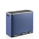 Papelera Clean 9 azul con tres compartimentos, asas y tapas plateadas de hjh OFFICE