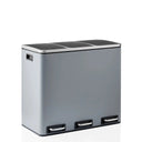 Papelera Clean 9 gris oscuro con tres compartimentos y asas plateadas de hjh OFFICE