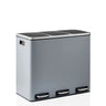 Papelera Clean 9 gris oscuro con tres compartimentos y asas plateadas de hjh OFFICE