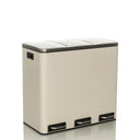 Papelera Clean 9 beige con tres compartimentos y pedales plateados de hjh OFFICE