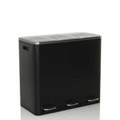 Papelera Clean 9 negra con tres compartimentos y asas plateadas de hjh OFFICE
