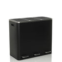 Papelera Clean 9 negra con tres compartimentos y asas plateadas de hjh OFFICE