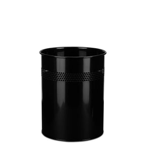 Papelera CLEAN III negra con patrón de perforaciones en la parte superior de hjh OFFICE