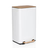 Papelera CLEAN NATURA en crema con tapa y pedal con aspecto de nogal de hjh OFFICE
