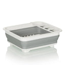 Contenedor plegable CLEAN SIL en gris y blanco con rejilla de drenaje integrada y compartimento de hjh OFFICE