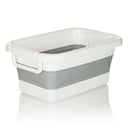 Contenedor plegable CLEAN SILW en gris y blanco con asas laterales de hjh OFFICE