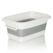 Contenedor plegable CLEAN SILW en gris y blanco con asas laterales de hjh OFFICE