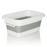 Contenedor plegable CLEAN SILW en gris y blanco con asas laterales de hjh OFFICE