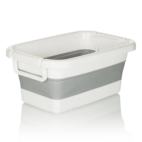 Contenedor plegable CLEAN SILW en gris y blanco con asas laterales de hjh OFFICE