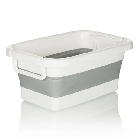 Contenedor plegable CLEAN SILW en gris y blanco con asas laterales de hjh OFFICE