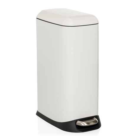 Papelera CLEAN SLIM blanca con pedal negro y tapa extraíble de hjh OFFICE