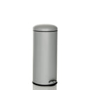 Papelera CLEAN VIII gris con forma cilíndrica y pedal de hjh OFFICE