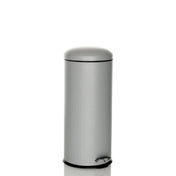 Papelera CLEAN VIII gris con forma cilíndrica y pedal de hjh OFFICE