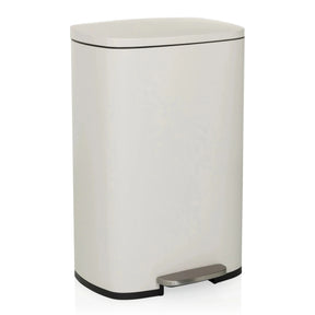 Papelera CLEAN XV beige con pedal y tapa de color plateado de hjh OFFICE